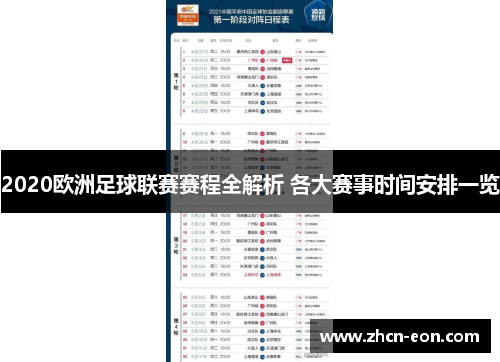 2020欧洲足球联赛赛程全解析 各大赛事时间安排一览