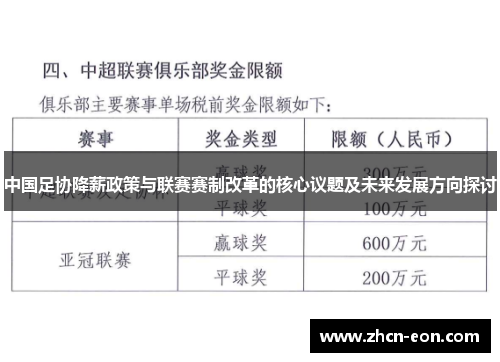 中国足协降薪政策与联赛赛制改革的核心议题及未来发展方向探讨