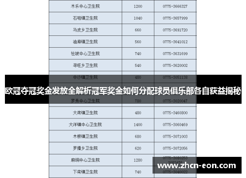 欧冠夺冠奖金发放全解析冠军奖金如何分配球员俱乐部各自获益揭秘